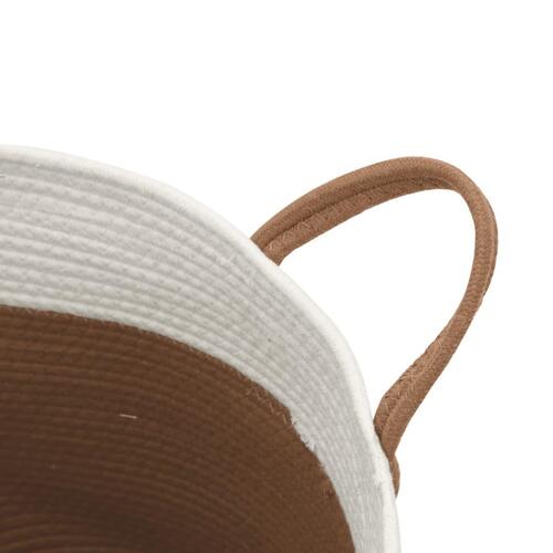 Opbevaringskurv Ø40x35 cm bomuld brun og hvid