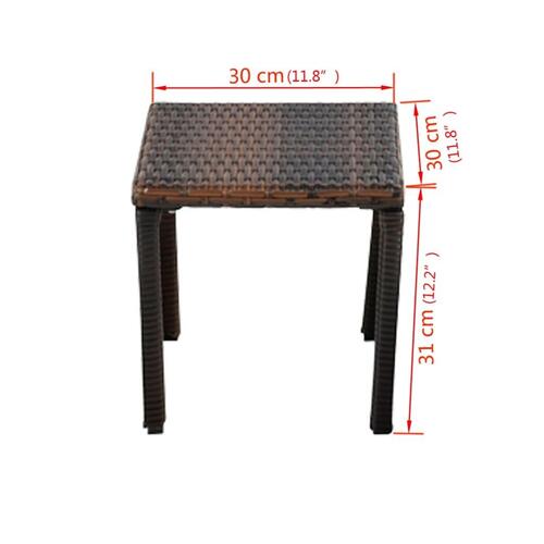 Liggestole med bord polyrattan brun