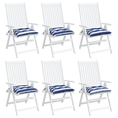 Stolehynder 6 stk. 50x50x7 cm oxfordstof striber blå og hvid