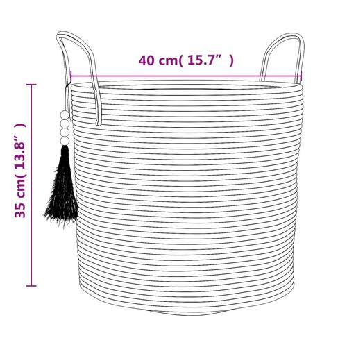 Opbevaringskurv Ø40x35 cm bomuld brun og hvid
