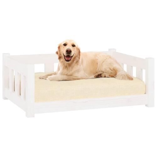 Hundeseng 75,5x55,5x28 cm massivt fyrretræ hvid