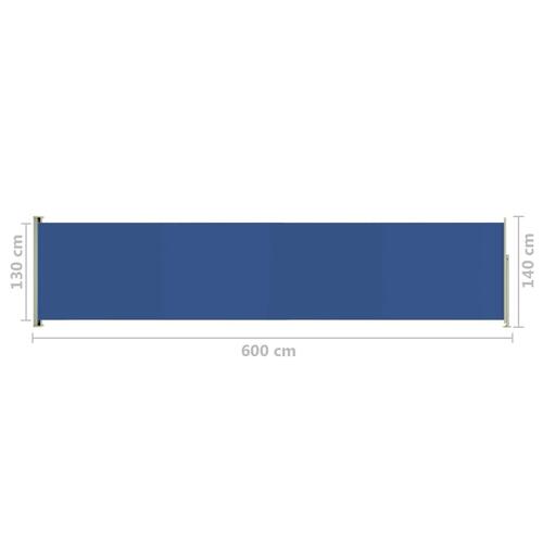 Sammenrullelig sidemarkise til terrassen 140x600 cm blå