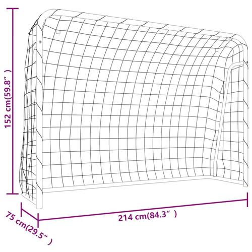 Fodboldmål med net 214x75x152 cm stål og polyester hvid