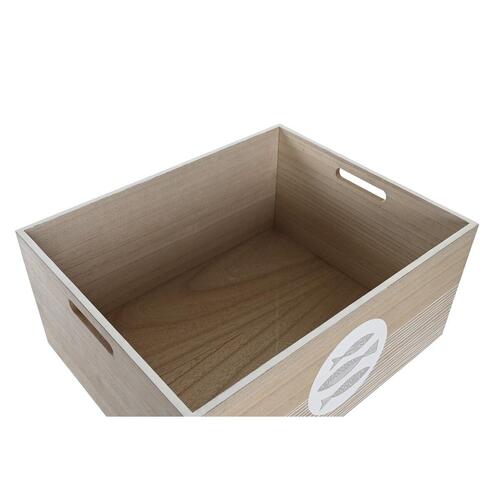 Dekorativ boks Natur Træ MDF Spiraler Middelhavet 50 x 40 x 22,5 cm