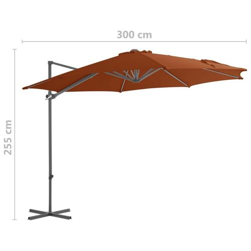 Hængeparasol med stålstang 300 cm terrakotta