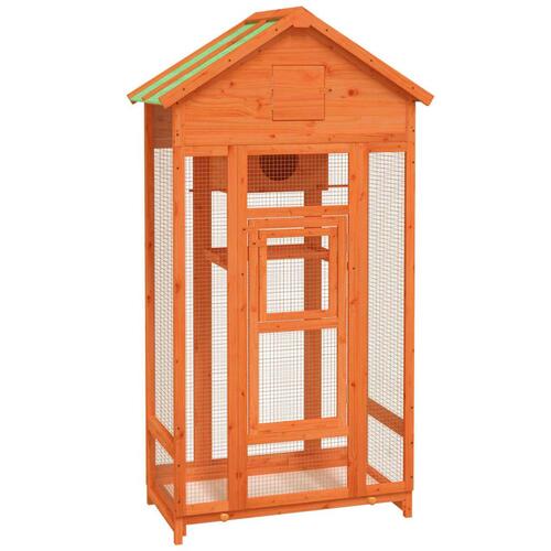 Fuglebur 91,5x53x170 cm massivt fyrretræ brun