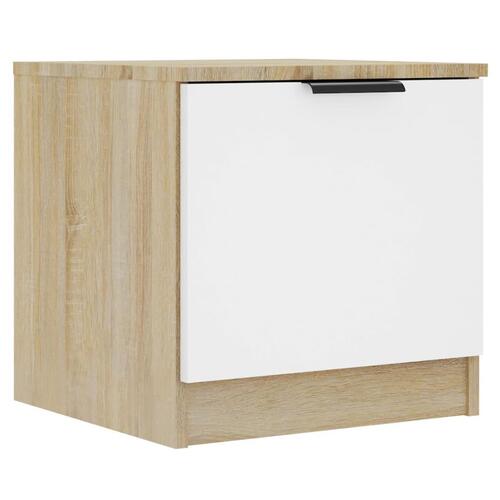 Sengebord 40x39x40 cm 2 stk. hvid og sonoma-eg