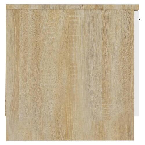 Sengebord 40x39x40 cm 2 stk. hvid og sonoma-eg