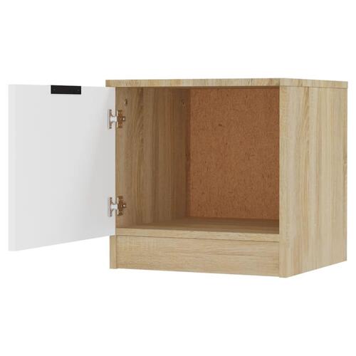 Sengebord 40x39x40 cm 2 stk. hvid og sonoma-eg