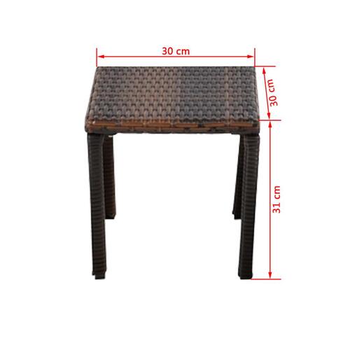 Liggestole med bord polyrattan brun