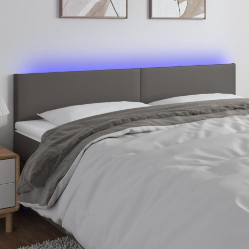 Sengegavl med LED-lys 200 x 5 x 78/88 cm - grå