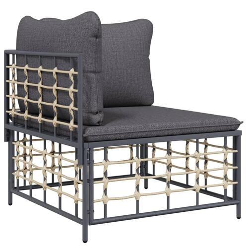 Hjørnemodul til havesofa med mørkegrå hynder polyrattan