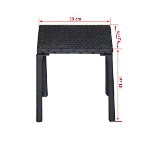 Liggestole med bord polyrattan sort
