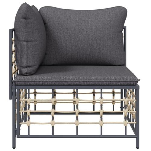Hjørnemodul til havesofa med mørkegrå hynder polyrattan