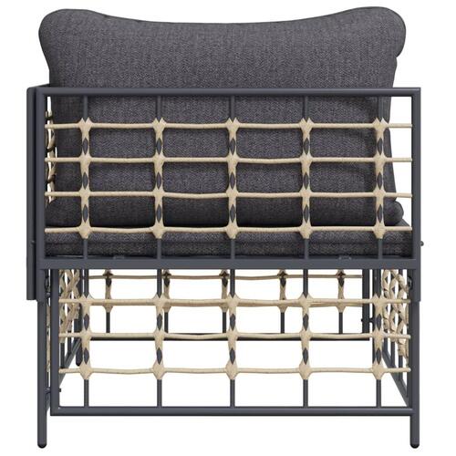 Hjørnemodul til havesofa med mørkegrå hynder polyrattan