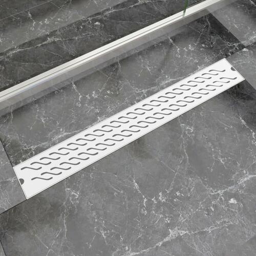 Lineært bruseafløb bølgedesign 830x140 mm rustfrit stål