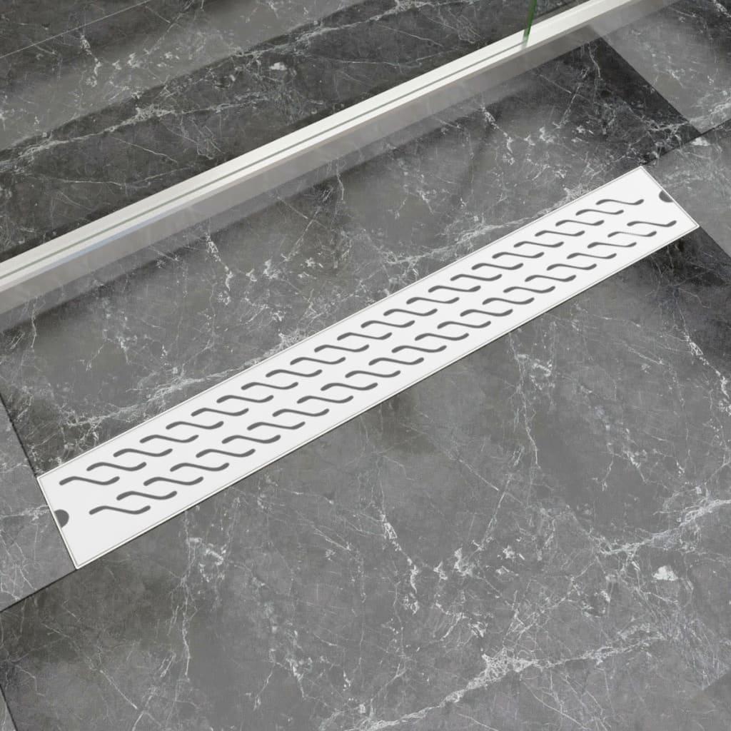 Lineært bruseafløb bølgedesign 830x140 mm rustfrit stål