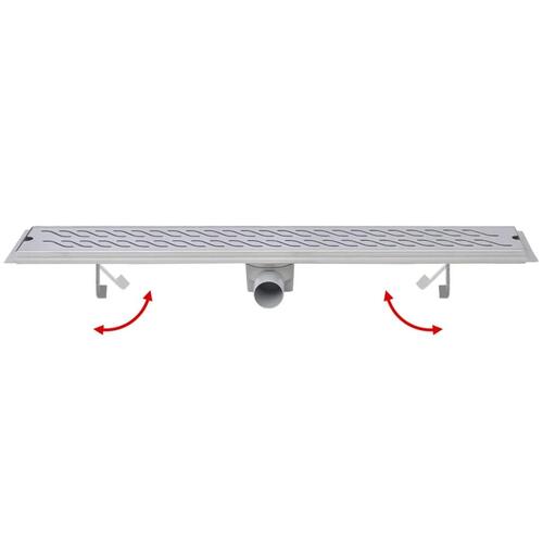 Lineært bruseafløb bølgedesign 830x140 mm rustfrit stål