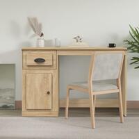 Skrivebord m. skuffer 115x50x75 cm konstrueret træ sonoma-eg