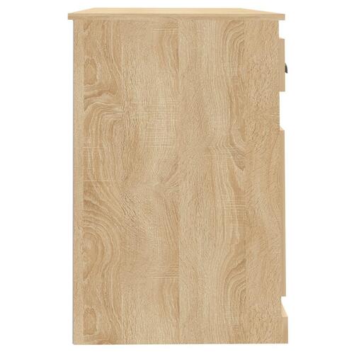 Skrivebord m. skuffer 115x50x75 cm konstrueret træ sonoma-eg