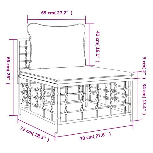 Midtermodul til havesofa med hynder polyrattan beige