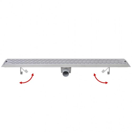 Lineært bruseafløb 930x140 mm rustfrit stål bølgedesign