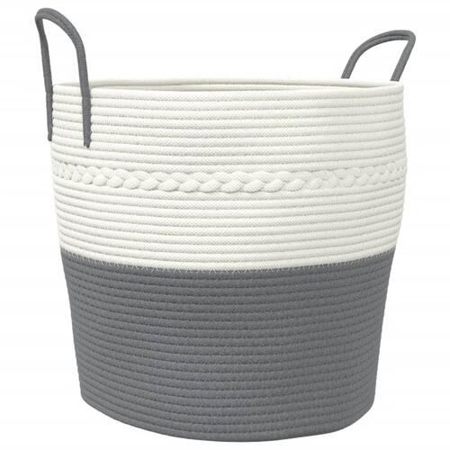 Opbevaringskurv Ø43x38 cm bomuld grå og hvid