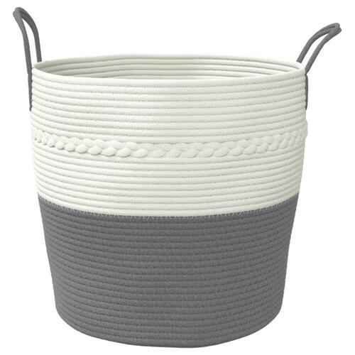 Opbevaringskurv Ø43x38 cm bomuld grå og hvid