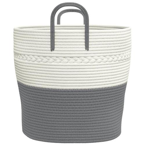 Opbevaringskurv Ø43x38 cm bomuld grå og hvid