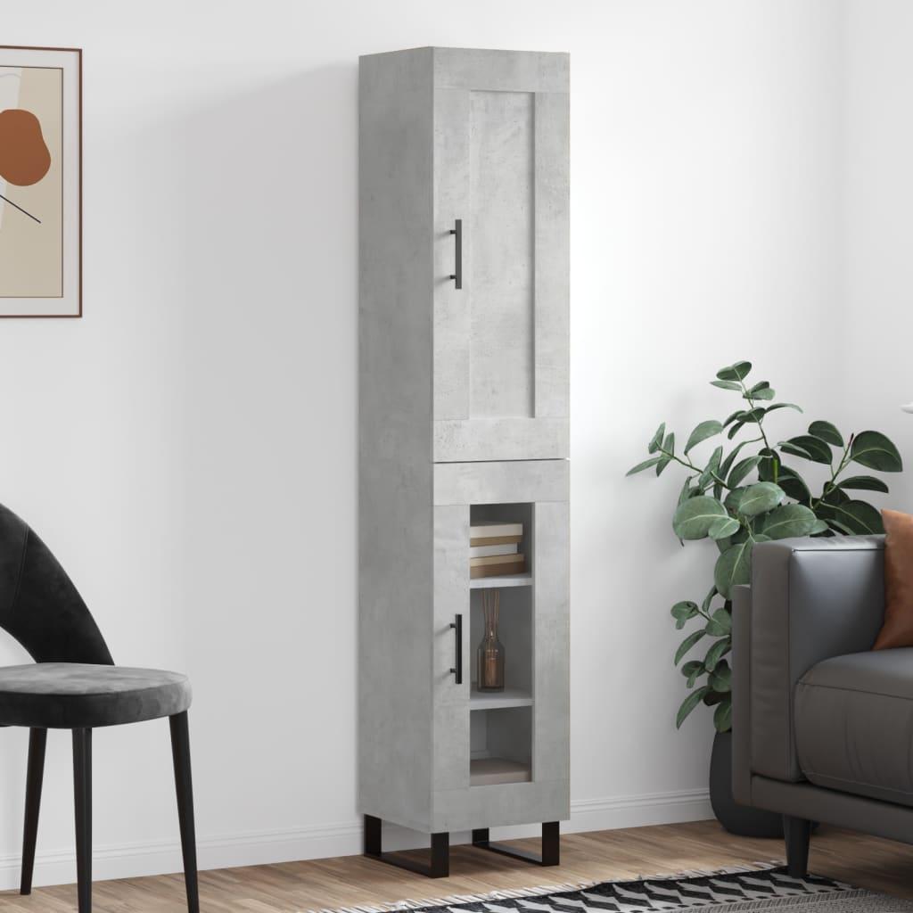 Skab 34,5x34x180 cm konstrueret træ betongrå