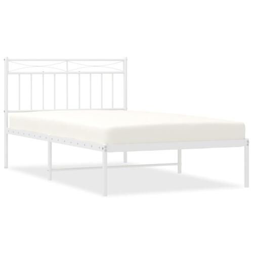 Sengeramme med sengegavl 100x200 cm metal hvid