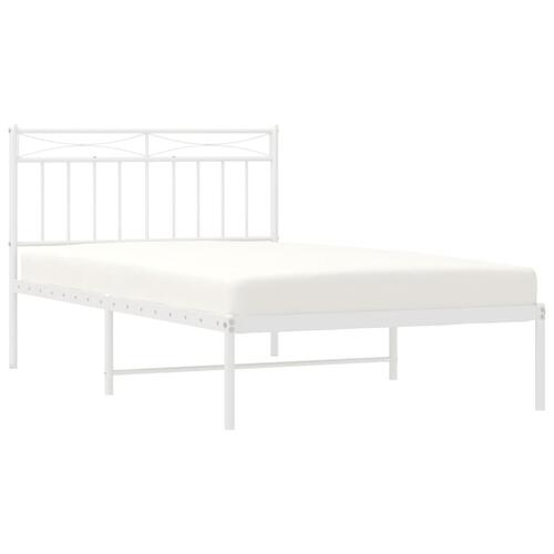 Sengeramme med sengegavl 100x200 cm metal hvid