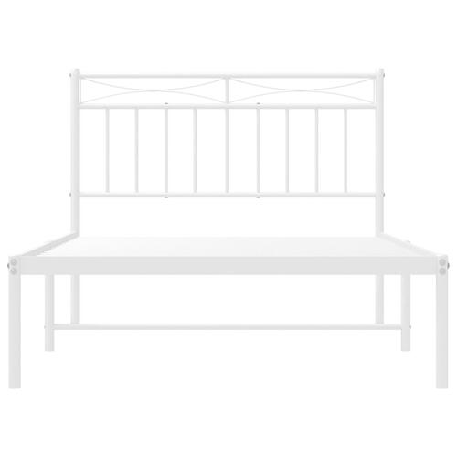 Sengeramme med sengegavl 100x200 cm metal hvid
