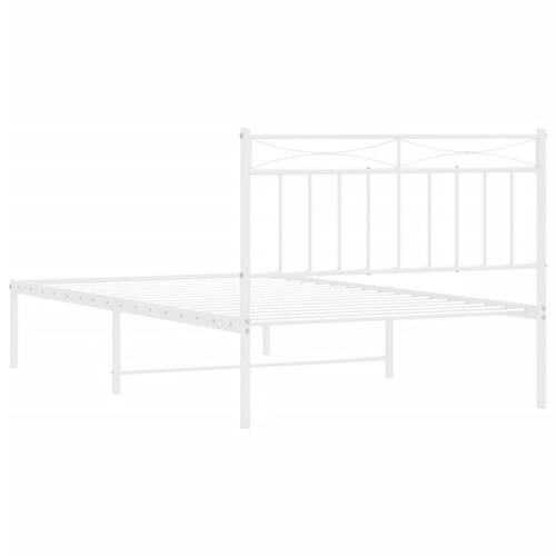 Sengeramme med sengegavl 100x200 cm metal hvid