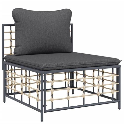 Midtermodul til havesofa med mørkegrå hynder polyrattan