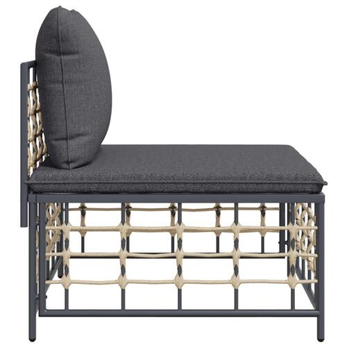 Midtermodul til havesofa med mørkegrå hynder polyrattan