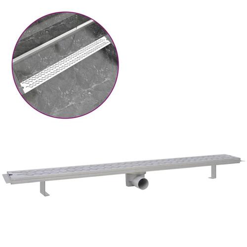 Lineært bruseafløb 1030x140 mm rustfrit stål bølgedesign