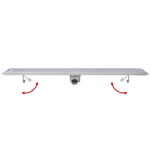 Lineært bruseafløb 1030x140 mm rustfrit stål bølgedesign
