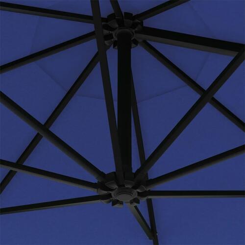 Væghængt parasol m. LED-lys 300 cm blå