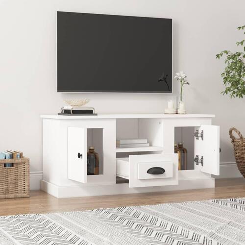 Tv-bord 100x35,5x45 cm konstrueret træ hvid