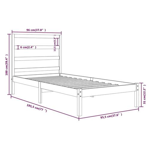 Sengeramme 90x190 cm massivt træ