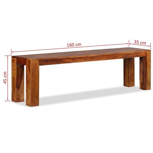 Bænk massivt sheeshamtræ 160 x 35 x 45 cm