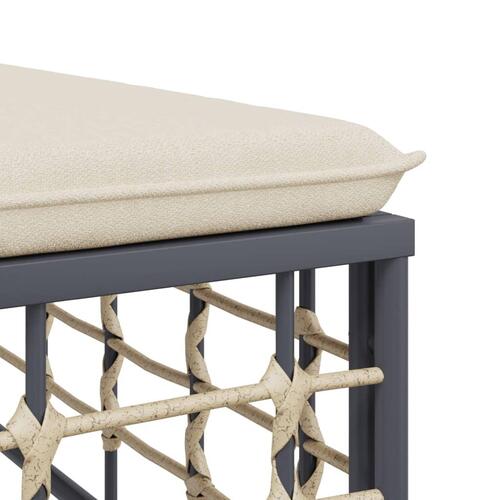 Haveskammel med beige hynde polyrattan