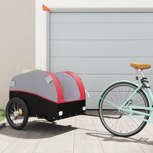 Cykelanhænger 45 kg - jern, sort/rød