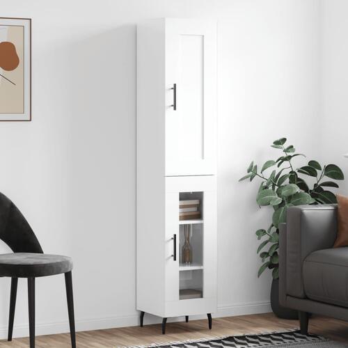 Skab 34,5x34x180 cm konstrueret træ hvid højglans