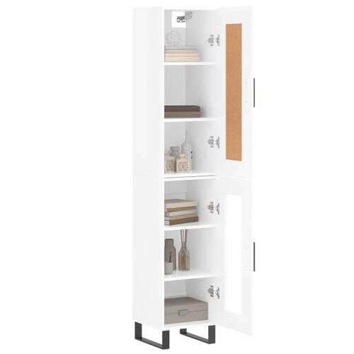 Skab 34,5x34x180 cm konstrueret træ hvid højglans