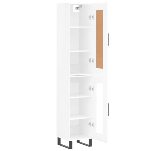 Skab 34,5x34x180 cm konstrueret træ hvid højglans