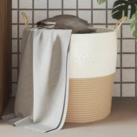 Opbevaringskurv Ø43x38 cm bomuld beige og hvid