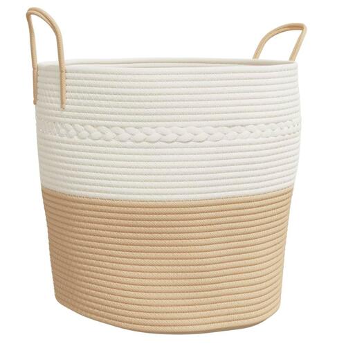Opbevaringskurv Ø43x38 cm bomuld beige og hvid