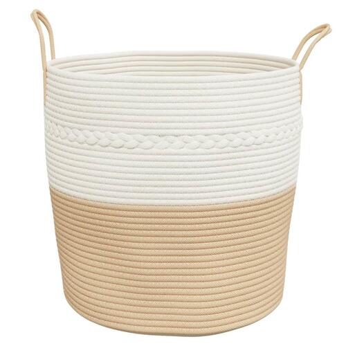 Opbevaringskurv Ø43x38 cm bomuld beige og hvid
